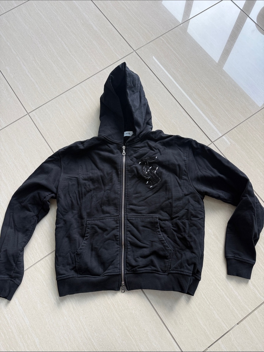 THEYSAY Men's Black Zip-Up Hooded Jacket